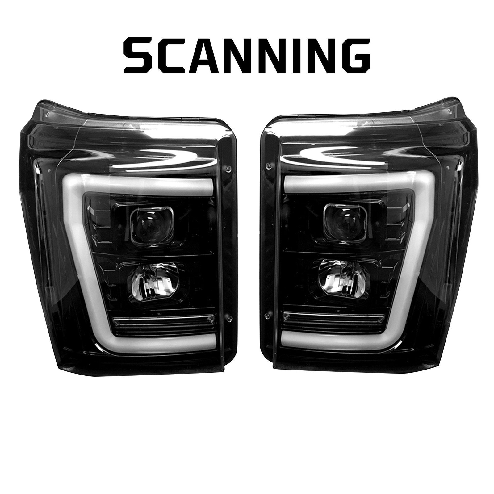 Ford Super Duty 11-16 Projector Headlights OLED DRL LED Signals Smoked/Black - Image 1