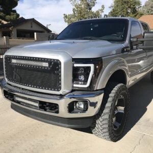 Ford Super Duty F250/350/450/550 11-16 Projector Headlights OLED Halos & DRL Smoked/Black - Image 7