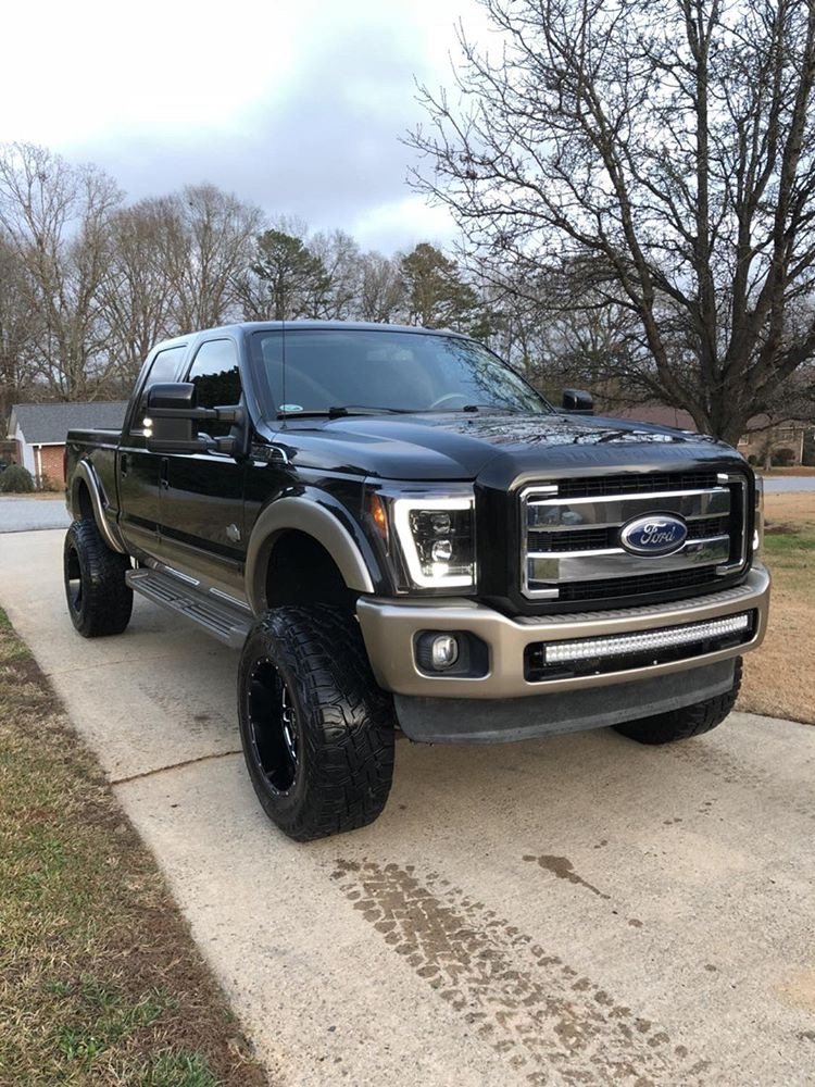 Ford Super Duty F250/350/450/550 11-16 Projector Headlights OLED Halos & DRL Smoked/Black