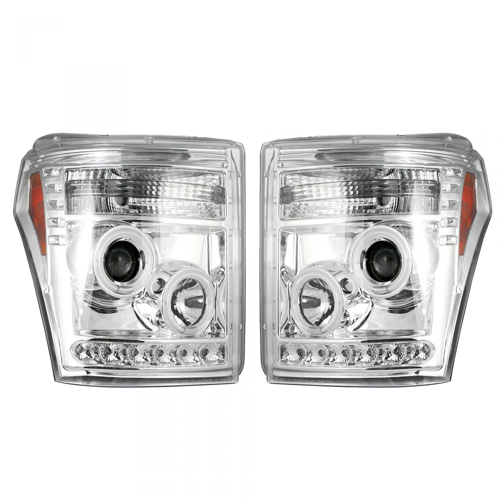Ford Super Duty F250/350/450/550 11-16 Projector Headlights CCFL Halos & DRL Clear/Chrome - Image 1