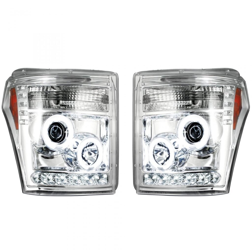 Ford Super Duty F250/350/450/550 11-16 Projector Headlights CCFL Halos & DRL Clear/Chrome