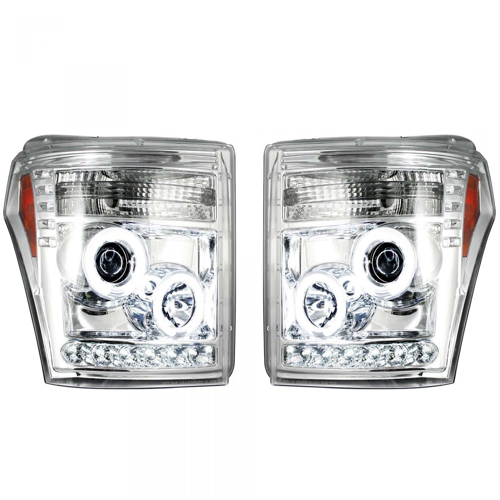 Ford Super Duty F250/350/450/550 11-16 Projector Headlights CCFL Halos & DRL Clear/Chrome - Image 2