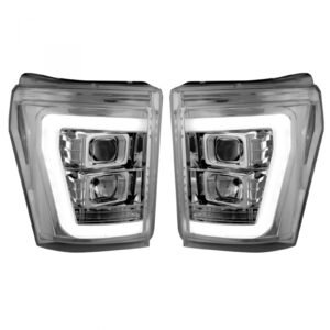 Ford Super Duty F250/350/450/550 11-16 Projector Headlights OLED Halos DRL Clear/Chrome - Image 2
