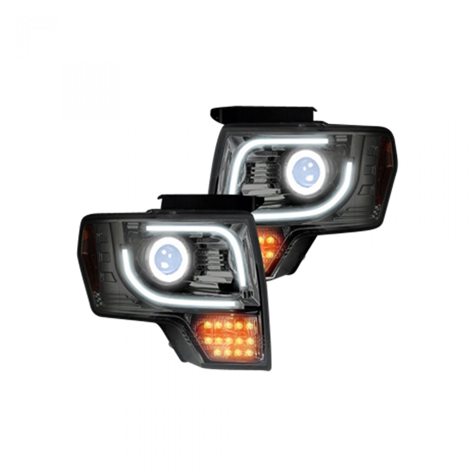 Ford F150 & Raptor 13-14 Projector Headlights LED Smoked/Black - Image 2