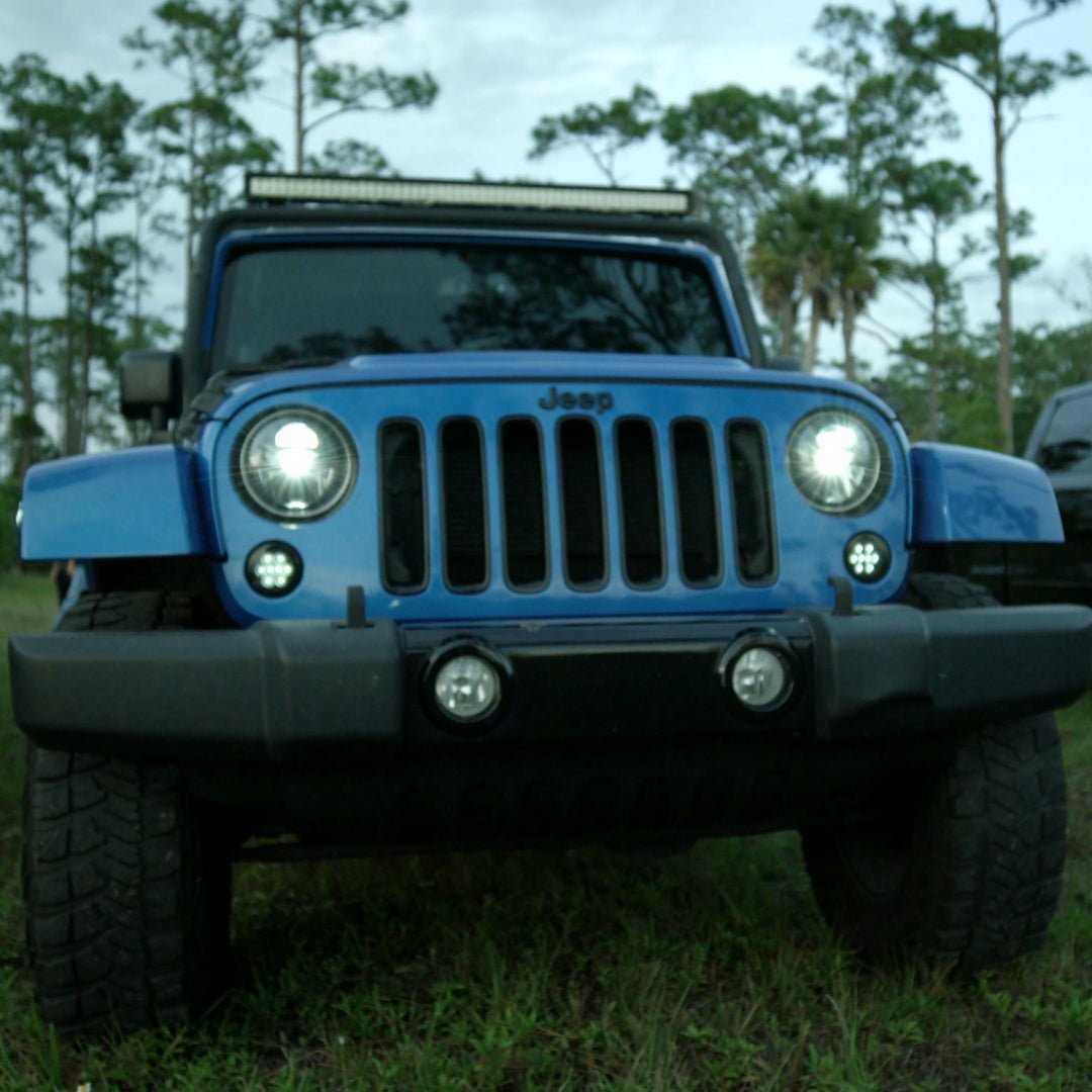 Jeep JK Wrangler 07-18 Projector Headlights LED Smoked/Black - Image 6