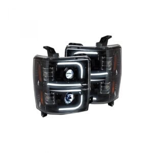 Chevy Silverado 14-15 Projector Headlights OLED Halos DRL Smoked/Black - Image 2