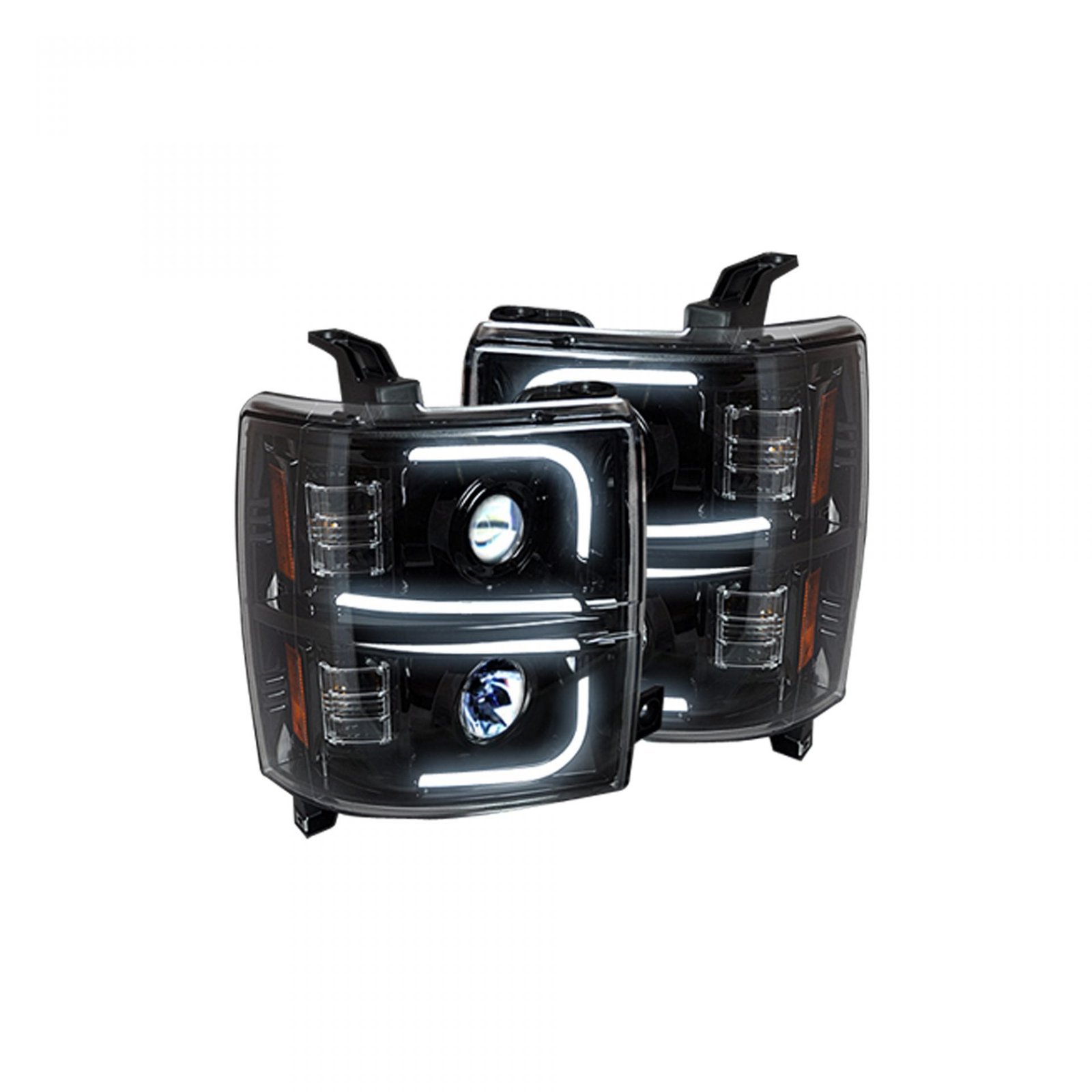 Chevy Silverado 14-15 Projector Headlights OLED Halos DRL Smoked/Black - Image 2