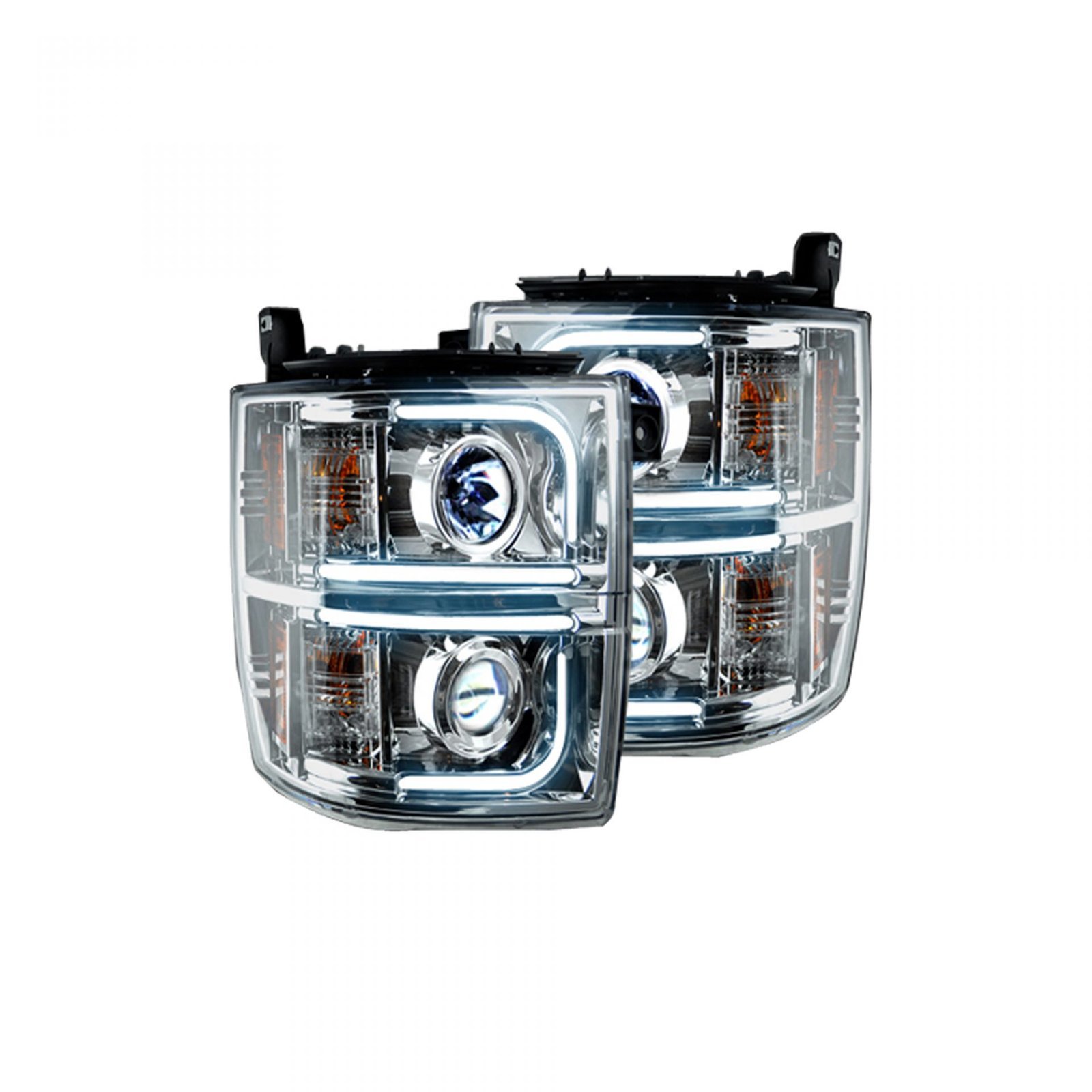 Chevy Silverado 14-15 Projector Headlights OLED Halos DRL Clear/Chrome - Image 1
