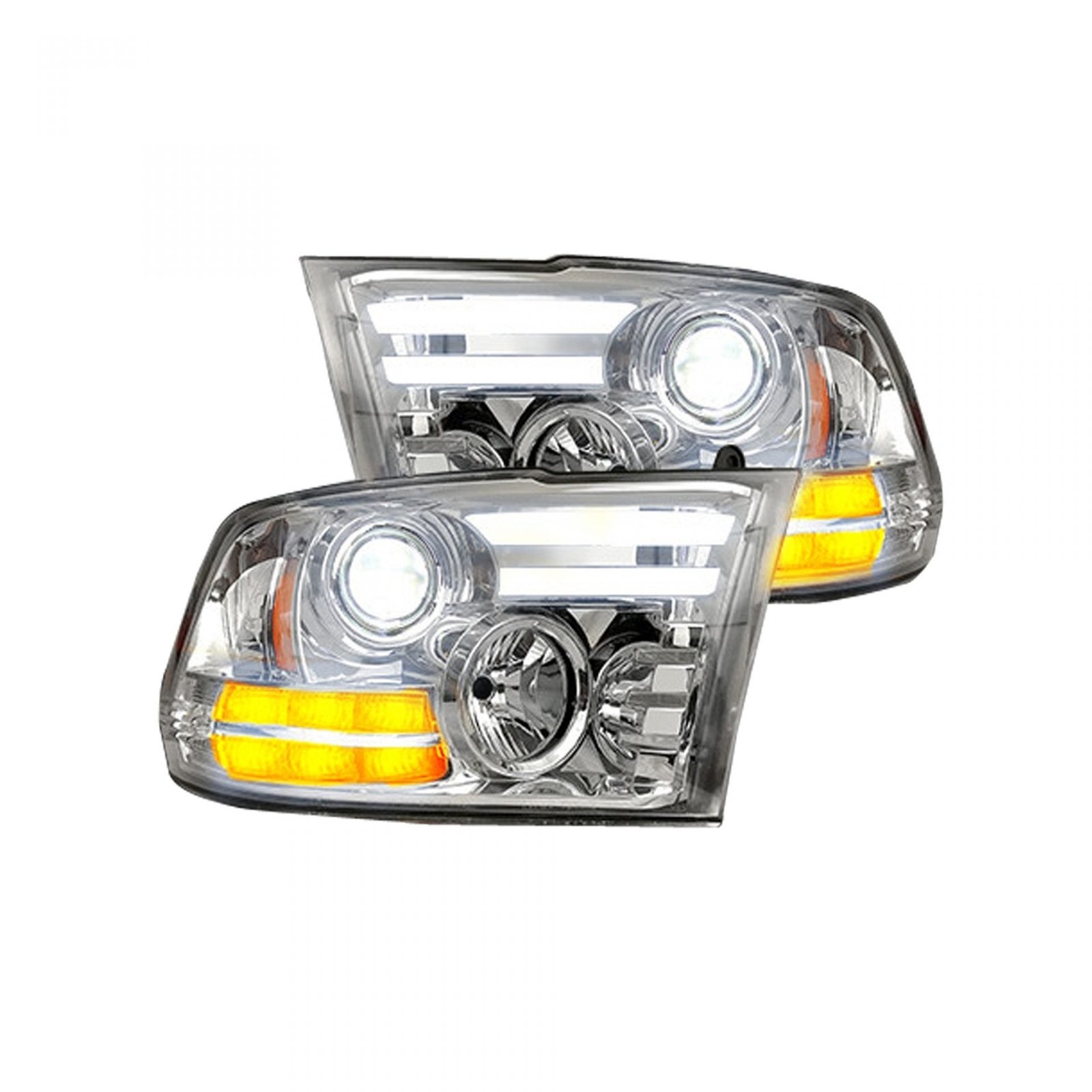 Dodge RAM 1500 14-19 & 2500/3500 15-18 Projector Headlights Clear/Chrome - Image 2