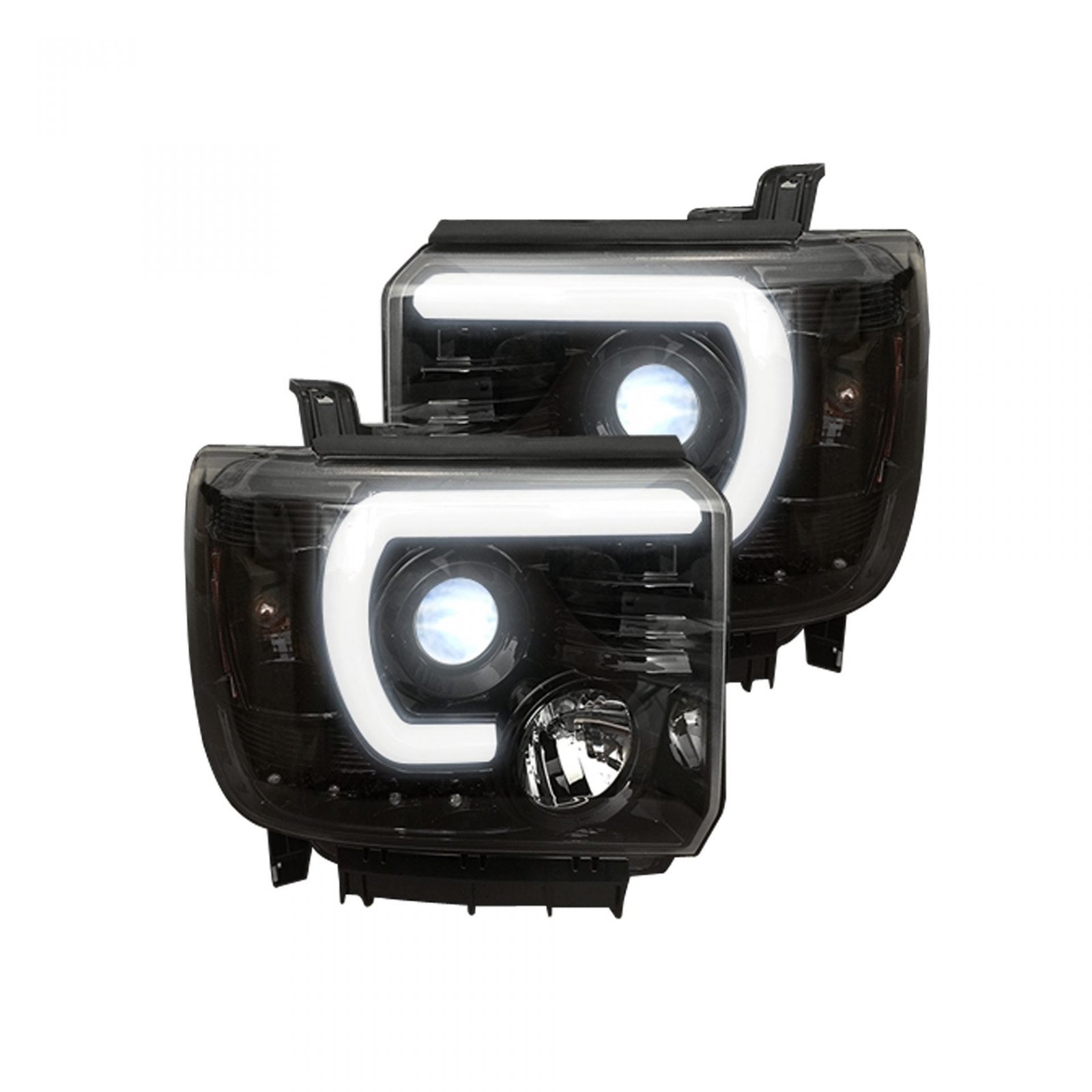 GMC Sierra 1500 14-18 & 2500/3500 14-19 Projector Headlights Smoked/Black - Image 1