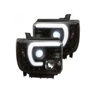 GMC Sierra 1500 14-18 & 2500/3500 14-19 Projector Headlights OLED DRL LED Smoked/Black - Image 2