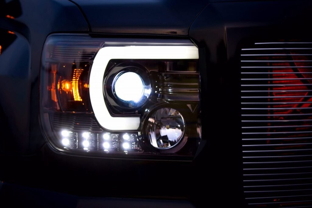GMC Sierra 1500 14-18 & 2500/3500 14-19 Projector Headlights OLED DRL LED Smoked/Black