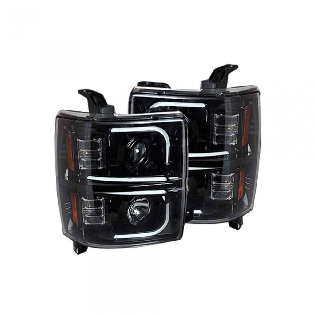Chevy Silverado 14-19 Projector Headlights OLED Halos DRL Smoked