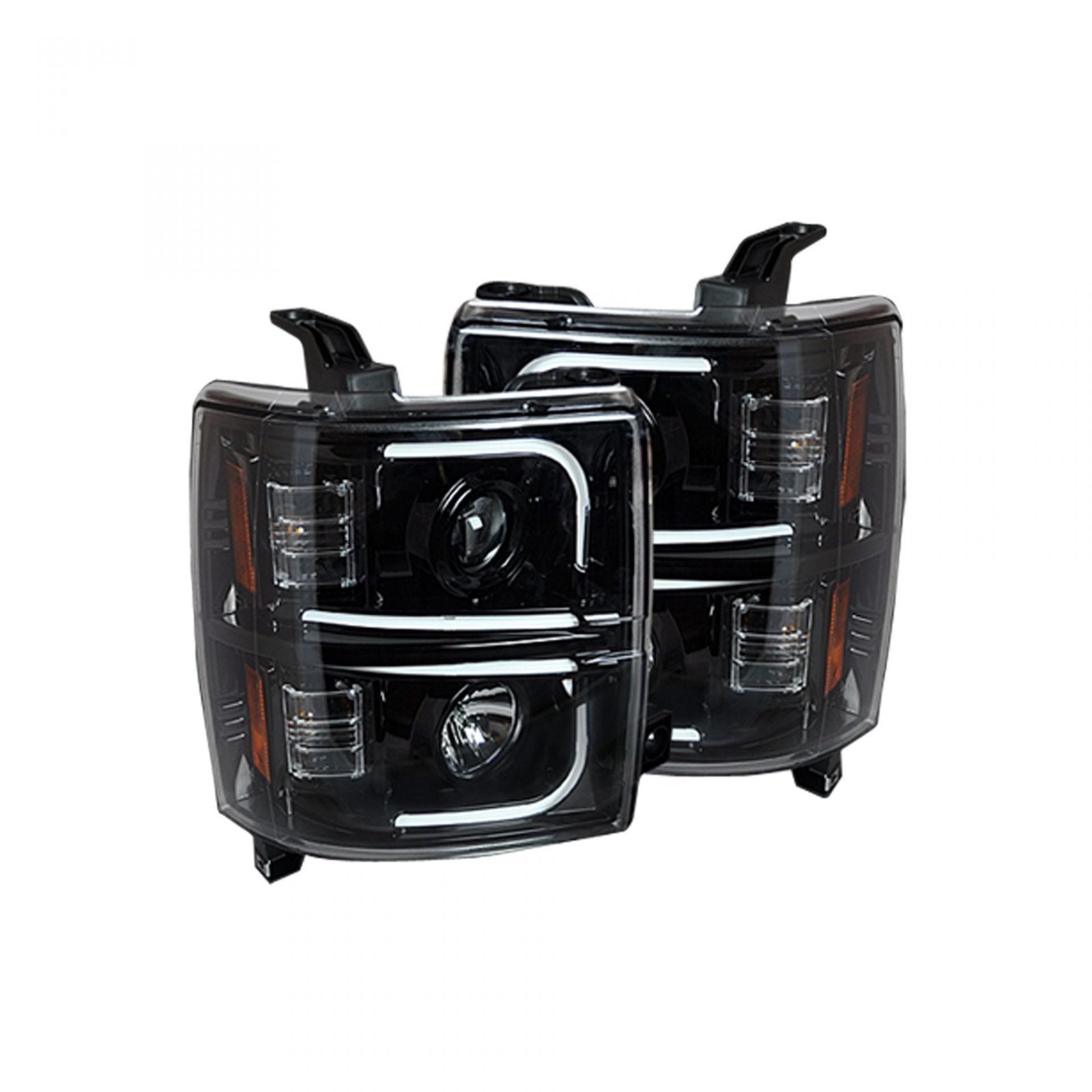 Chevy Silverado 14-19 Projector Headlights OLED Halos DRL Smoked - Image 1