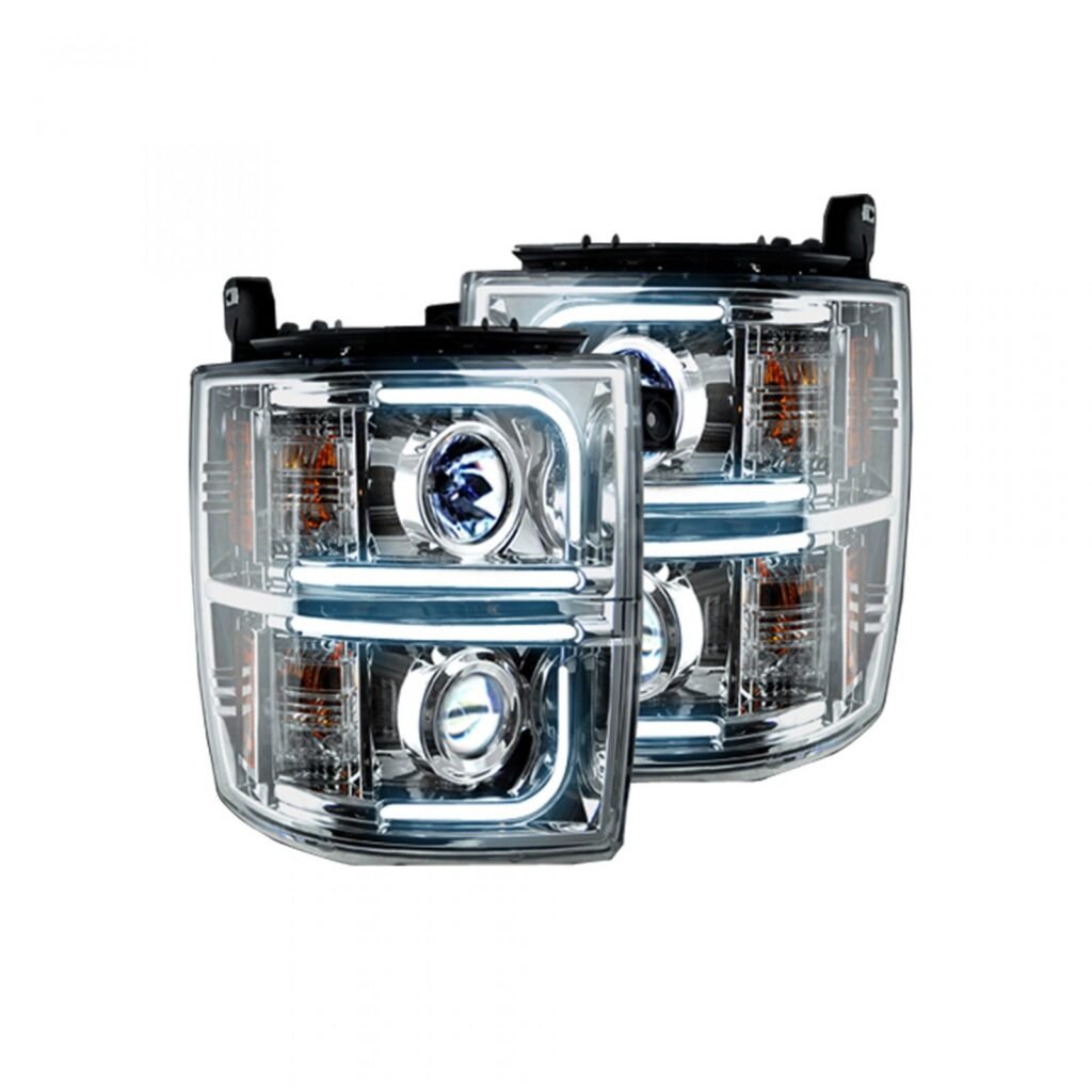 Chevy Silverado 14-19 Projector Headlights OLED Halos DRL Clear/Chrome