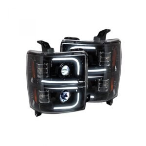Chevy Silverado 14-19 Projector Headlights OLED Halos DRL Clear/Chrome - Image 2