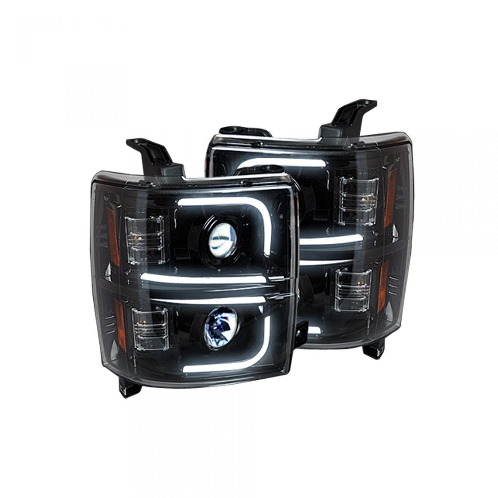 Chevy Silverado 14-19 Projector Headlights OLED Halos DRL Clear/Chrome - Image 2