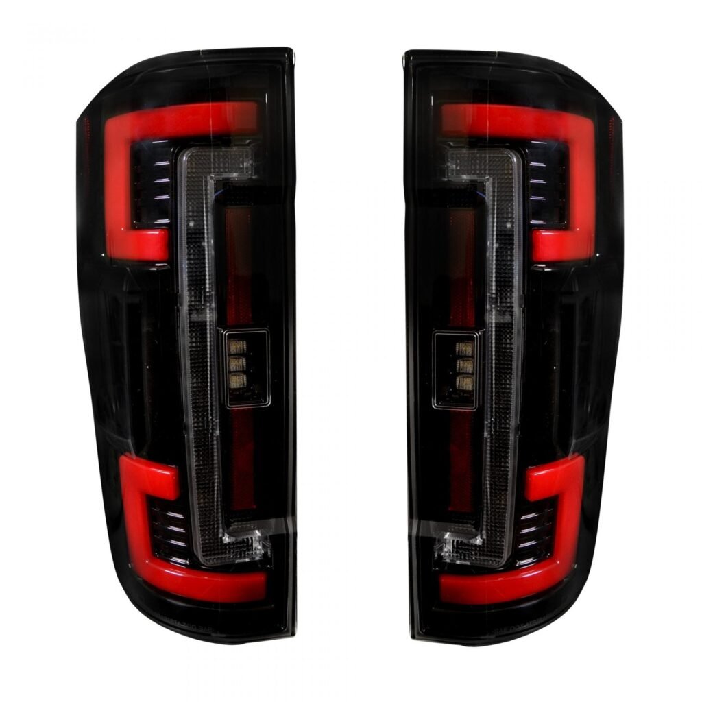 Ford Super Duty 17-19 Tail Lights OLED in Dark Red Smoked