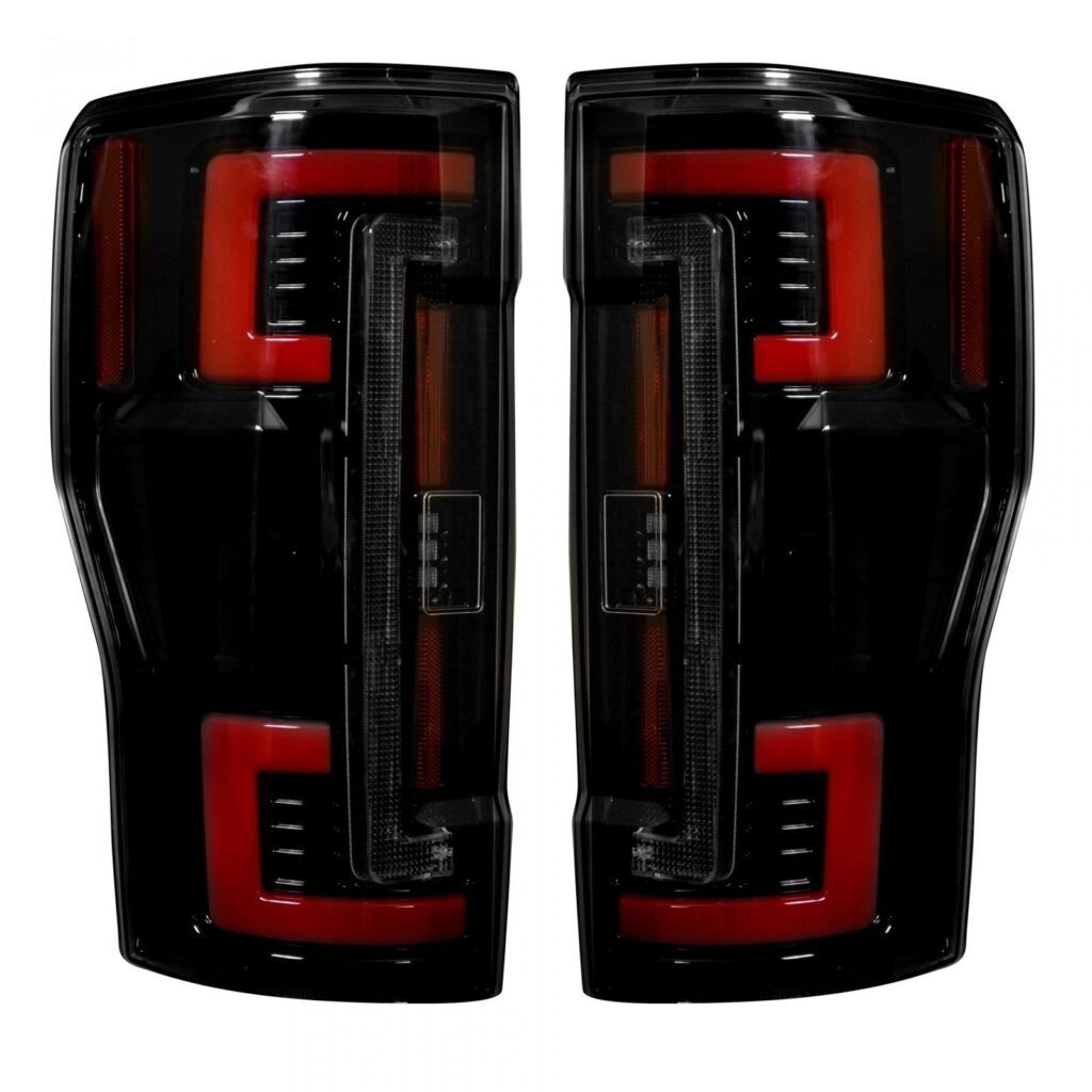 Ford Super Duty 17-19 Tail Lights OLED in Dark Red Smoked