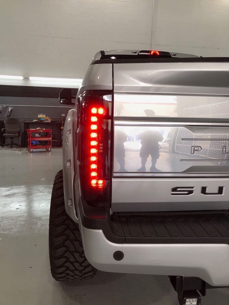 Ford Super Duty 17-19 Tail Lights OLED in Dark Red Smoked