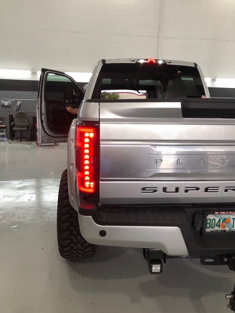 Ford Super Duty 17-19 Tail Lights OLED in Dark Red Smoked