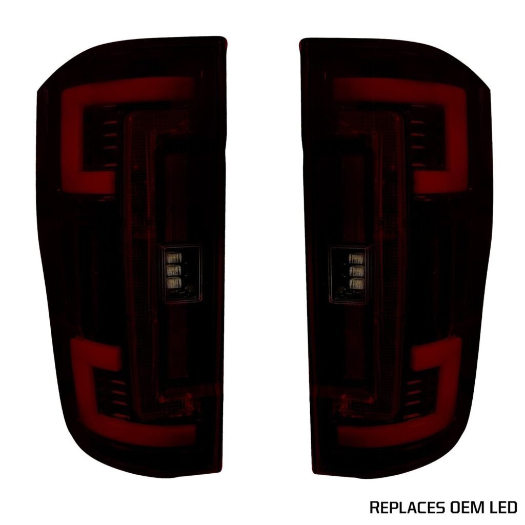 Ford Super Duty 17-19 Tail Lights OLED in Dark Red Smoked