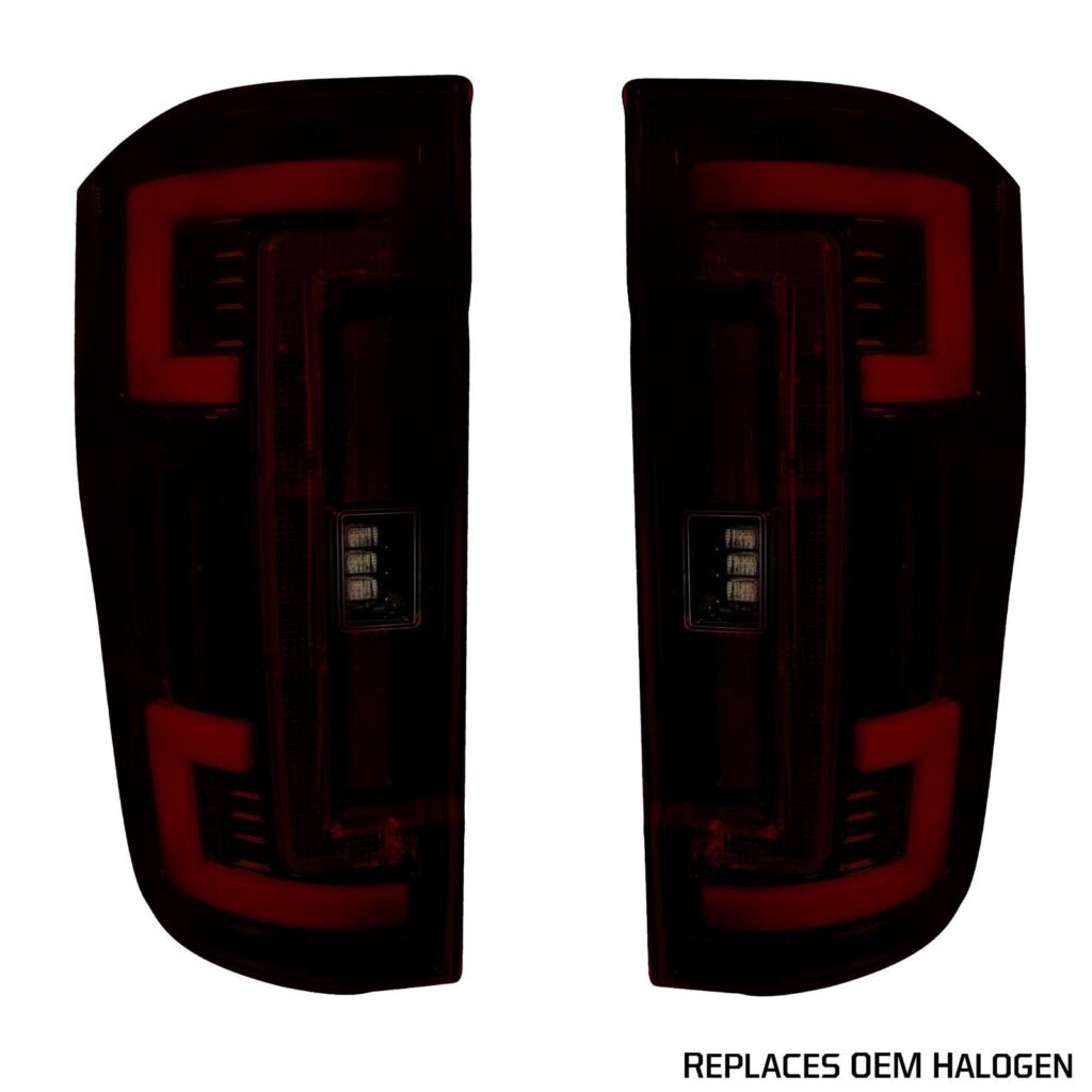 Ford Super Duty 17-19 Tail Lights OLED Dark Red Smoked