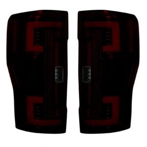 Ford Super Duty 17-19 Tail Lights OLED Dark Red Smoked - Image 2