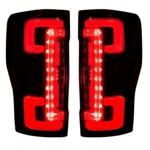 Ford Super Duty 17-19 Tail Lights OLED Dark Red Smoked - Image 4