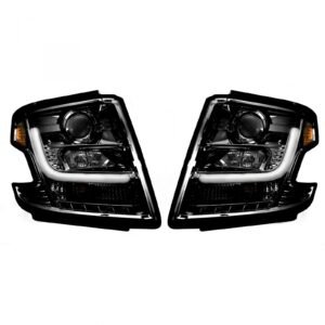 Chevy Tahoe 15-20 Projector Headlights OLED Halos DRL Smoked/Black - Image 1