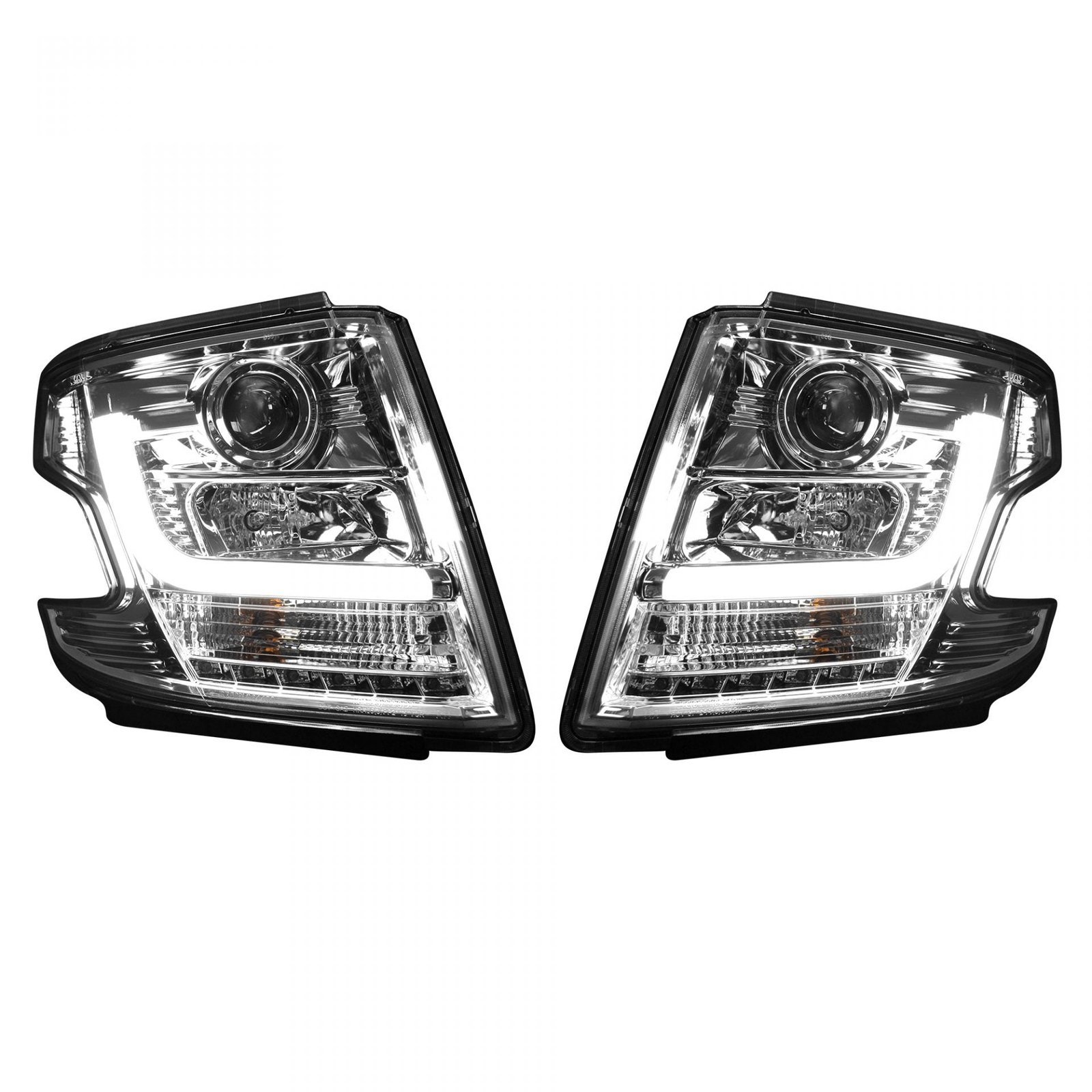 Chevy Tahoe 15-20 Projector Headlights OLED Halos DRL Clear/Chrome - Image 2