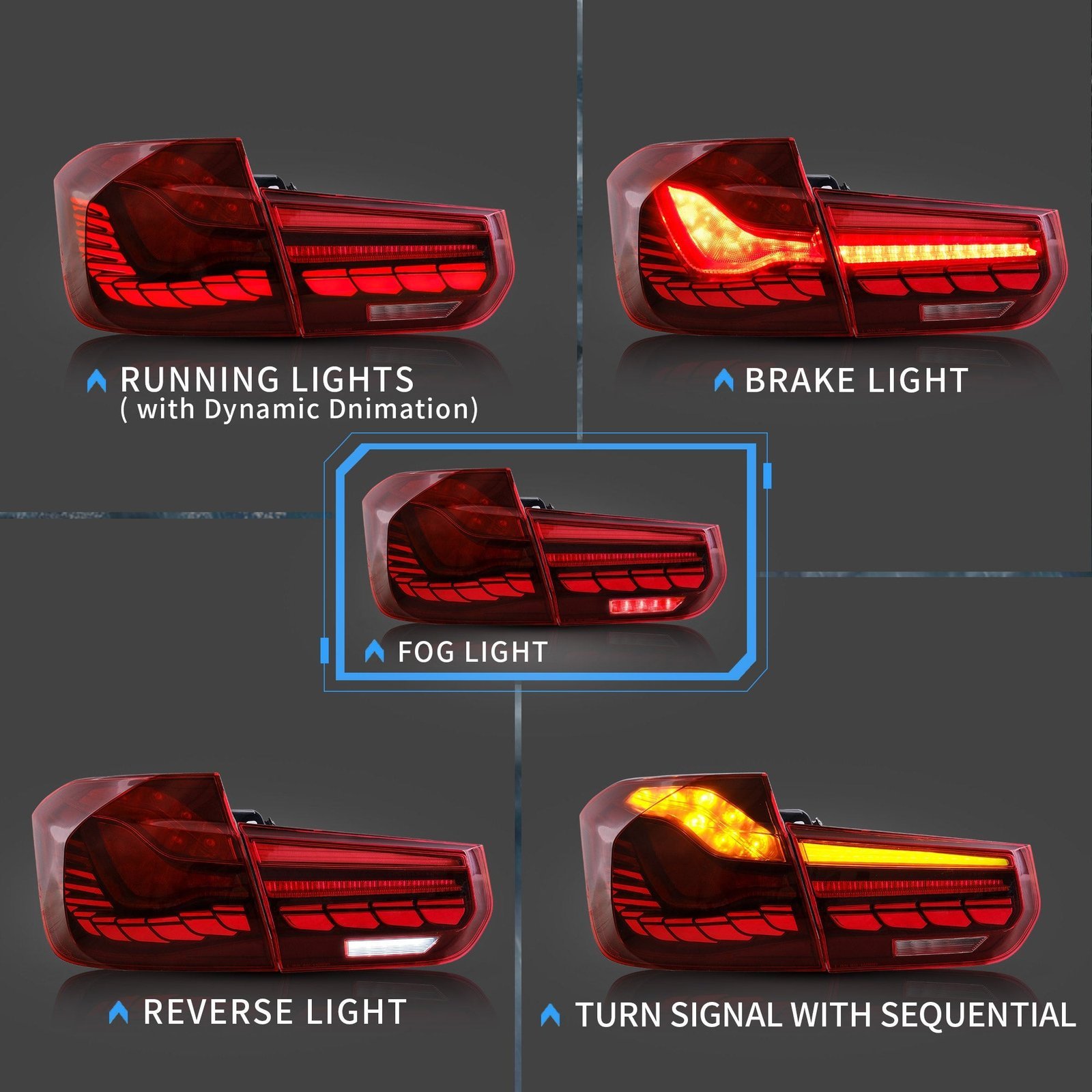 VLAND OLED Tail Lights For BMW 3-Series F30 F35 F80 Sedan 2013-2018 with Dynamic Animation Lighting (Do NOT Fit for Convertible| 2015 328i F30) - Image 7