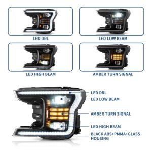 VLAND LED Projector Headlights for Ford F150 2018-2020 (Without Sequential Turn Signal) - Image 2