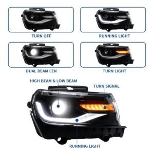 VLAND LED Projector Headlights For Chevy Chevrolet Camaro 2014 2015 - Image 4