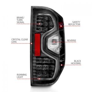Toyota Tundra 14-21 Led Tail Lights Black Clear Lens - Image 4