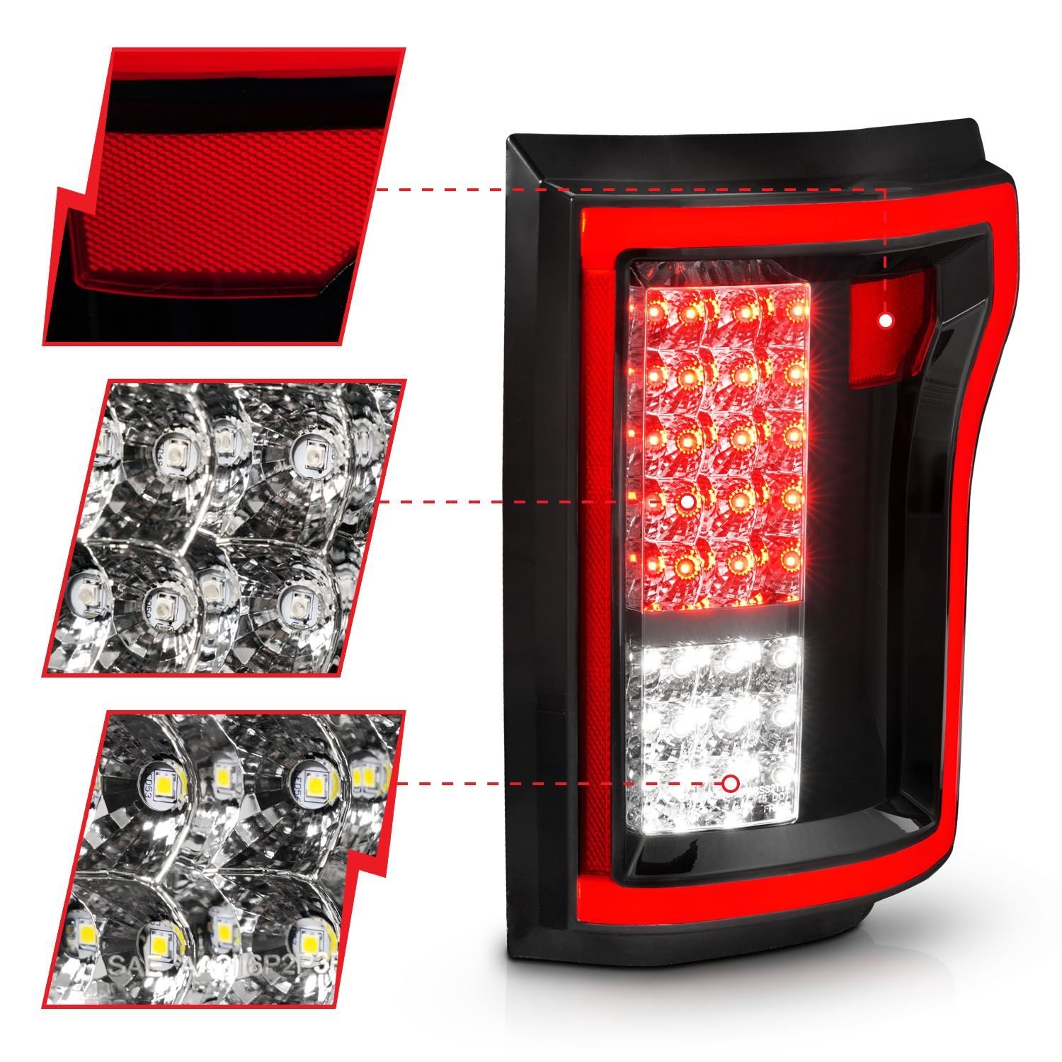 Ford F-150 15-17 Full Led Tail Lights Black/chrome Clear Lens - Image 3