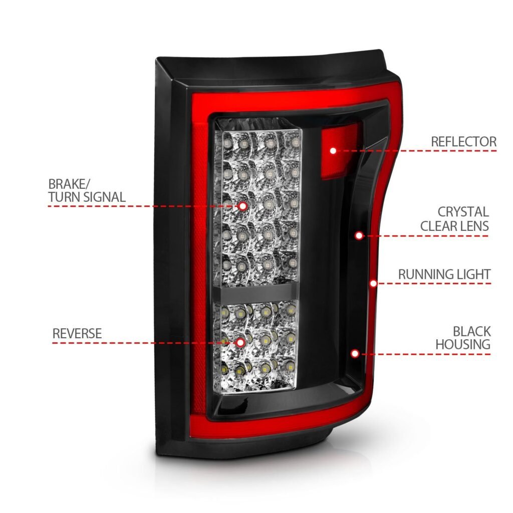 Ford F-150 15-17 Full Led Tail Lights Black/chrome Clear Lens