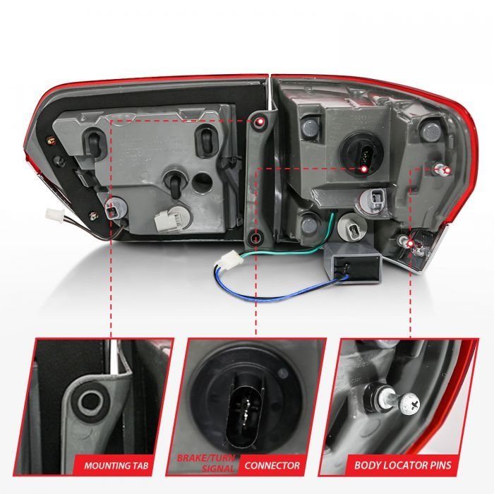 Jeep Grand Cherokee 14-22 Led Tail Lights Red/clear Chrome Black Trim (4pcs)