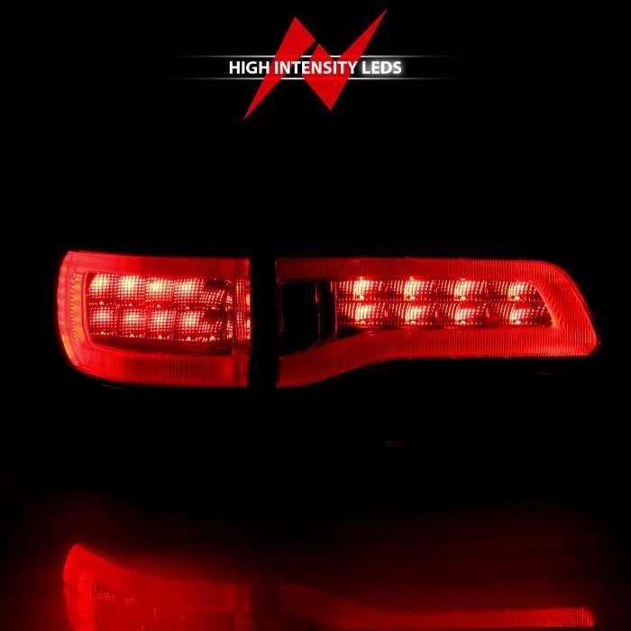 Jeep Grand Cherokee 14-22 Led Tail Lights Red/clear Chrome Black Trim (4pcs)