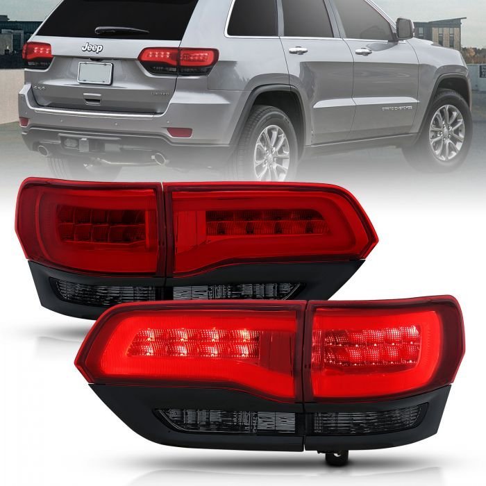 Jeep Grand Cherokee 14-22 Led Tail Light Red/smoke Lens Black Trim (4pcs)
