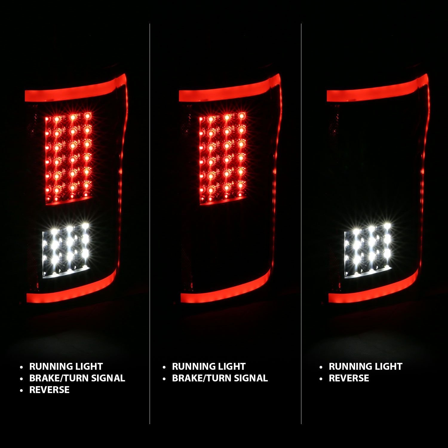 Ford F-150 15-17 Full Led Tail Lights G2 Black Clear - Image 2