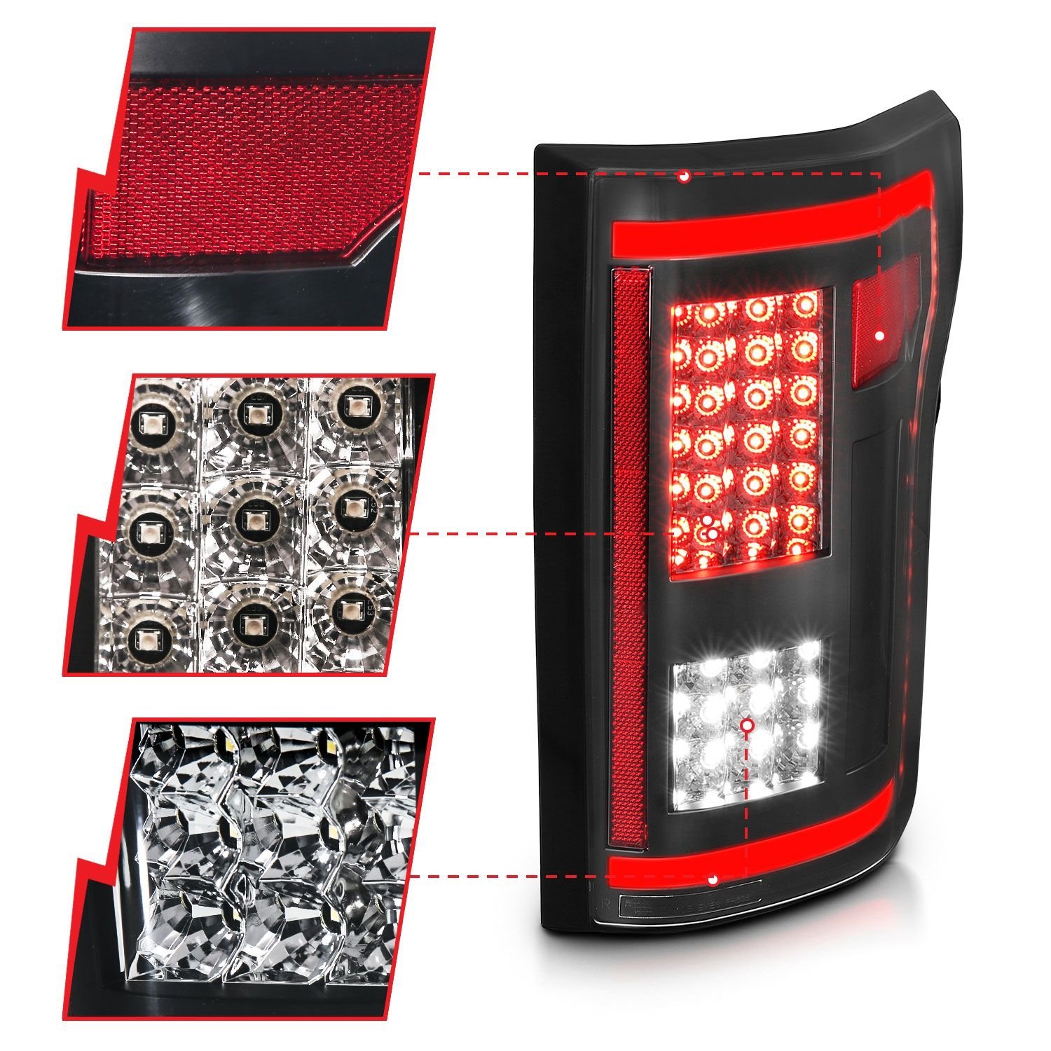 Ford F-150 15-17 Full Led Tail Lights G2 Black Smoke Lens - Image 3