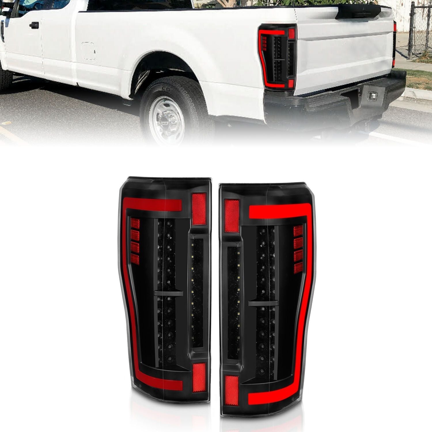 Ford F-250/350/450/550 Superduty 17-19 Led Tail Lights Black - Image 2