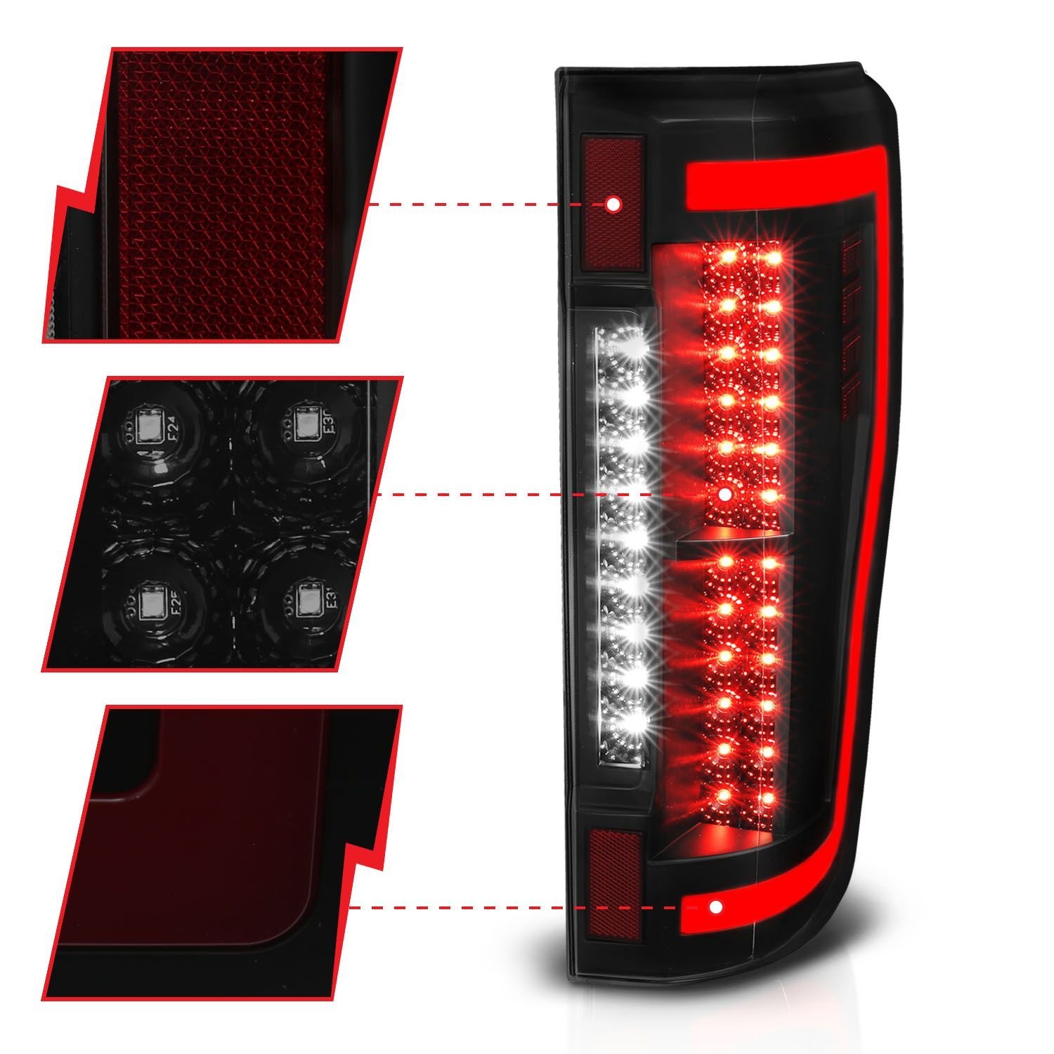 Ford F-250/350/450/550 Superduty 17-19 Led Tail Lights Smoke - Image 3