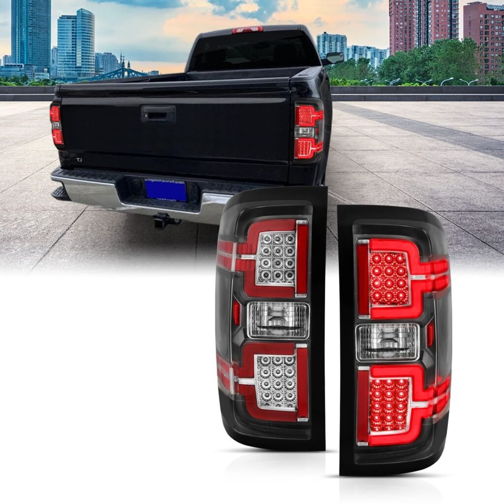 Chevy Silverado 14-18 1500/15-19 2500hd/3500hd/GMC Sierra 15-19 2500hd/3500hd Led Tail Lights - Black Clear