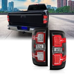 Chevy Silverado 14-18 1500/15-19 2500hd/3500hd/GMC Sierra 15-19 2500hd/3500hd Led Tail Lights - Black Clear - Image 1