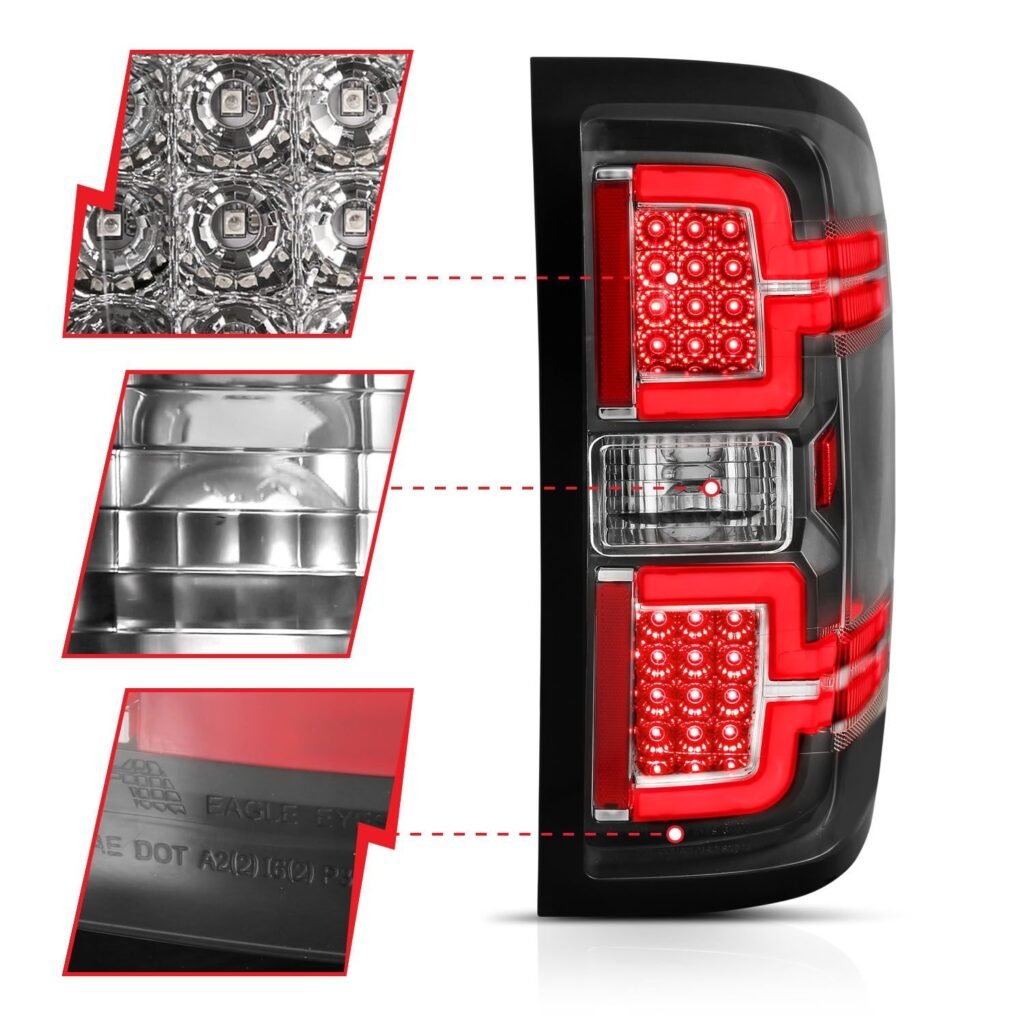 Chevy Silverado 14-18 1500/15-19 2500hd/3500hd/GMC Sierra 15-19 2500hd/3500hd Led Tail Lights - Black Clear