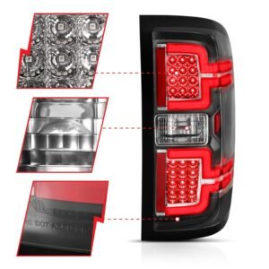 Chevy Silverado 14-18 1500/15-19 2500hd/3500hd/GMC Sierra 15-19 2500hd/3500hd Led Tail Lights - Black Clear - Image 3
