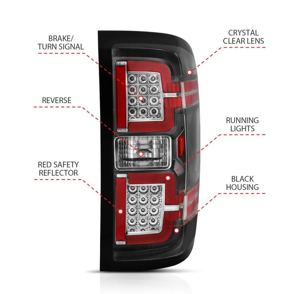 Chevy Silverado 14-18 1500/15-19 2500hd/3500hd/GMC Sierra 15-19 2500hd/3500hd Led Tail Lights - Black Clear