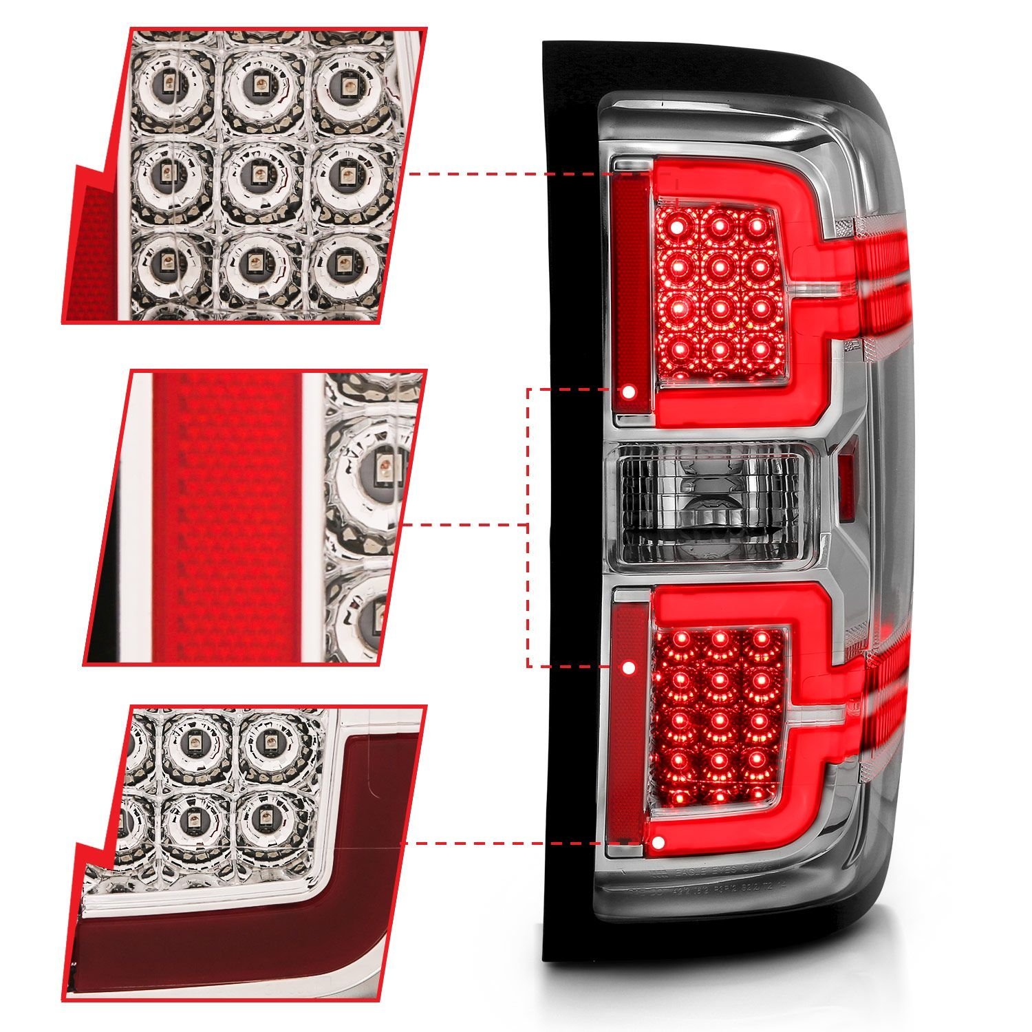 Chevy Silverado 14-18 1500/15-19 2500hd/3500hd/GMC Sierra 15-19 2500hd/3500hd Dually Led Tail Lights Chrome - Image 3